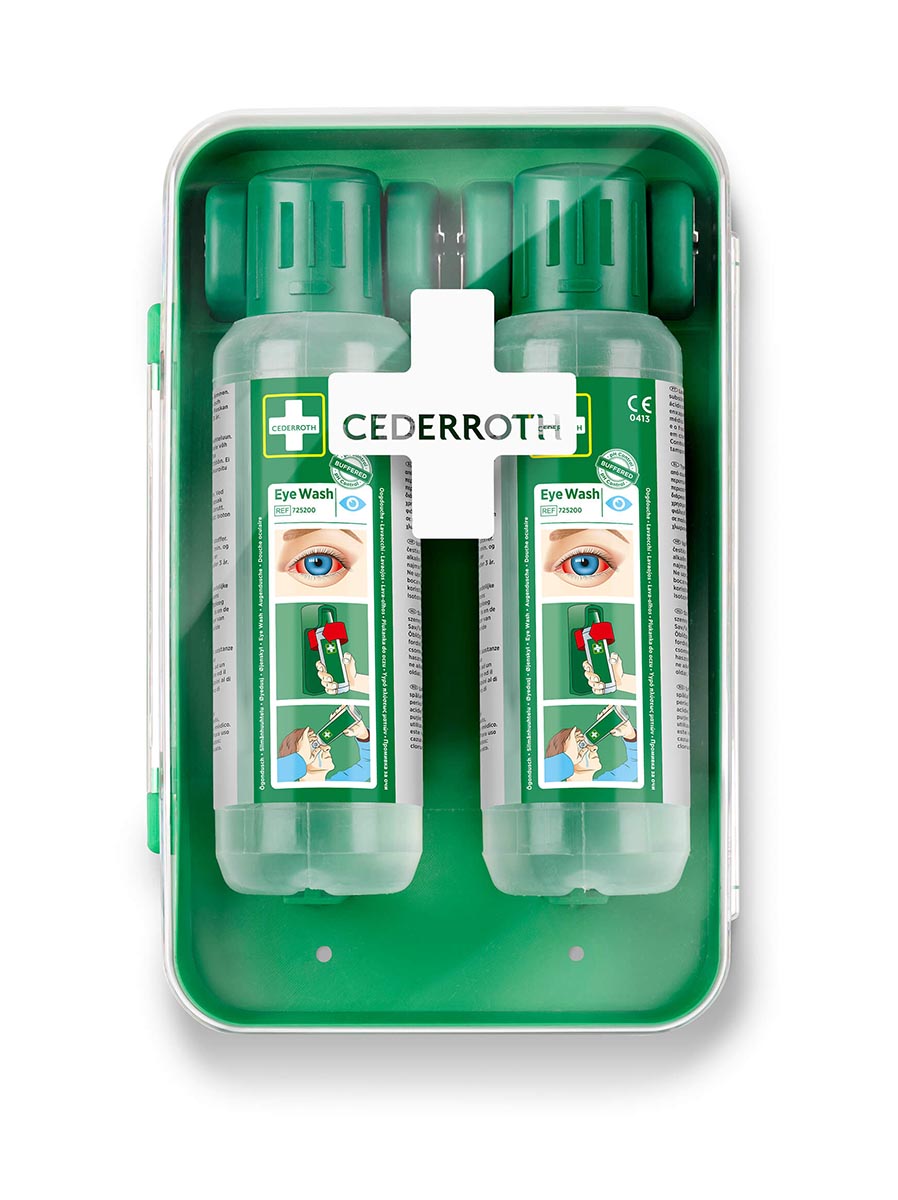 Eye wash bottles and holders